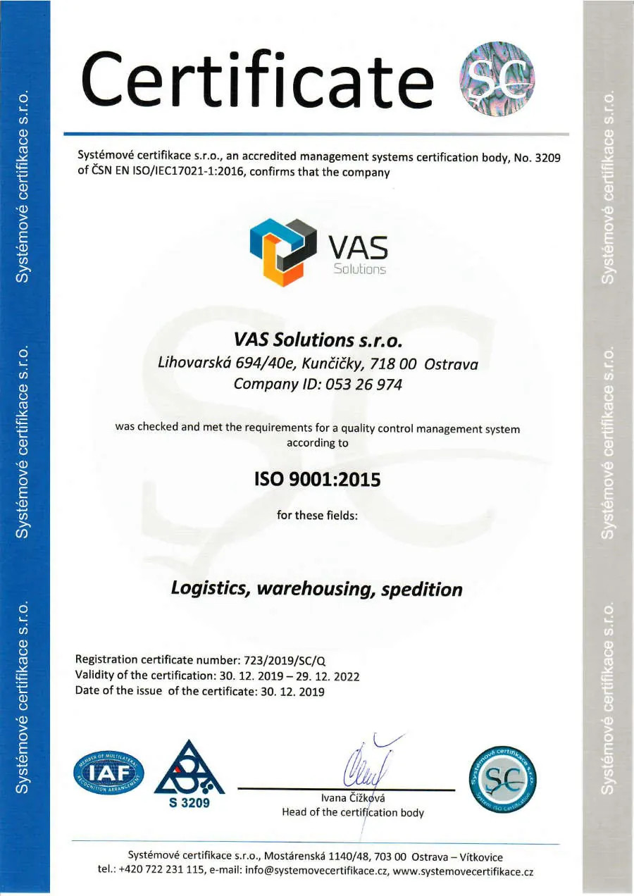 Certyfikat ISO 9001 EN